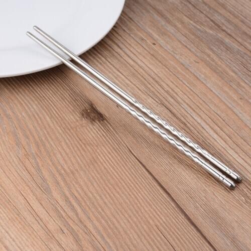 Stainless Steel Chopsticks Sliver Chinese Non-Slip Hashi Sushi Sticks Food Chop Kitchen Accessories Reusable
