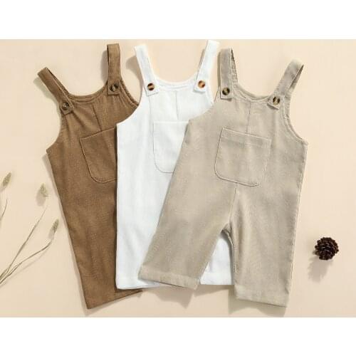 Infant Toddler Newborn Baby Summer Clothing Girls Boys Solid Overalls Sleeveless Romper Sunsuit Jumpsuit Casual Clothes