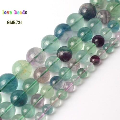 AA Natural Stone Colorful Fluorite Round Loose Beads 15" Strand 4 6 8 10mm Pick Size For Jewelry Making