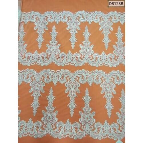 Fashion Wholesale Ivory Sequins Embroidery Lace Fabric Nigerian Tulle Textile African Trimming Lace 10 Yards/ lot