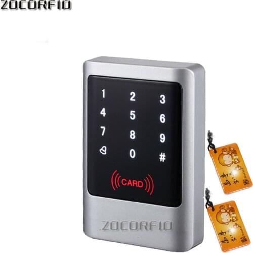 Metal shell Waterproof /touch digital key 125KHZ RFID Reader & Keypad Door Access Control +5pcs crystal keyfobs