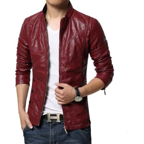 Hot Sale Men Leather Jacket Brand Coat Motorcycle Leather Jackets Leather PU Jacket Coat Stand Collar Size M-6XL