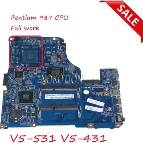 NOKOTION 48.4TU05.04M NBM7X11001 for Acer Aspire V5-531 Laptop Motherboard Pentium 987 1.5Ghz work for touchscreen