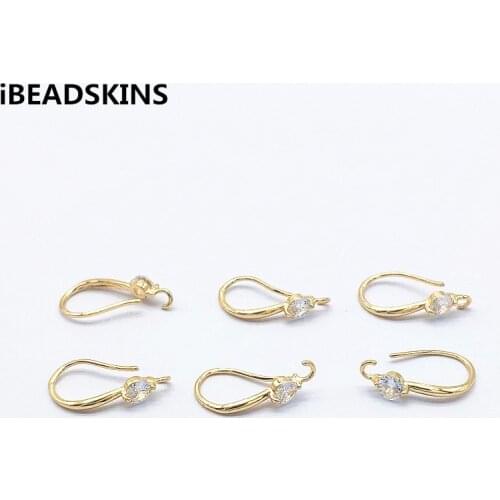 New arrival! 18x4mm 100pcs Copper/Cubic Zirconia Ear hook for Jewelry Earrings parts,hand Made Earrings Findings Jewelry DIY