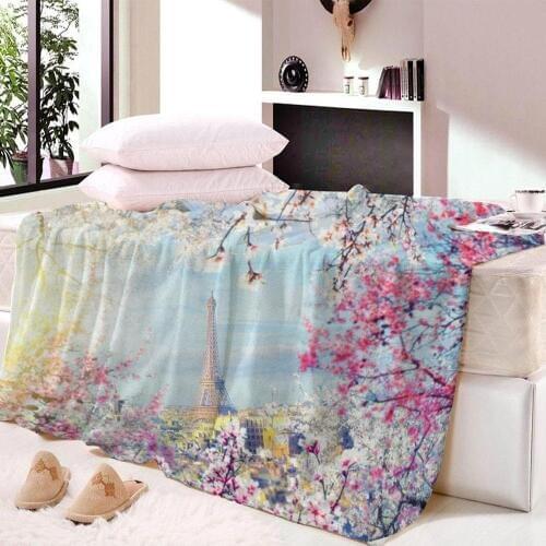 Custom Flowers Tower Throw Blanket For Adults Kids Super Soft Velvet Plush Floral Tower Modern Line Art Sherpa Couch Dropship