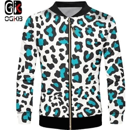 OGKB Coat Hombre Hot Full Fit Slim 3D Zipper Jackets Print Blue Leopard Streetwear Oversized Habiliment Unisex Autumn Tracksuits