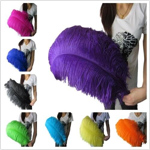 Wholesale 65-70CM/26-28inch Natural Ostrich Feathers For Crafts Carnival Costumes Party Home Wedding Decorations White Plumes