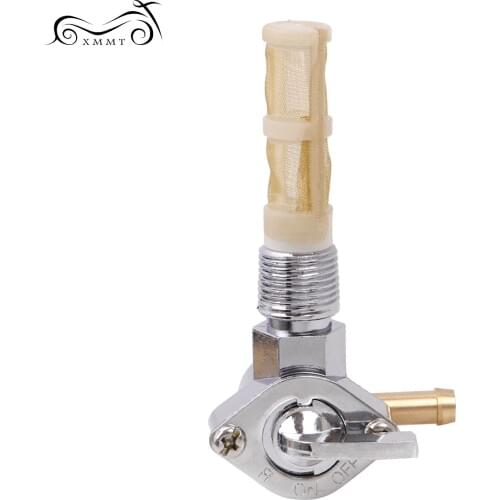 For Harley Tanks Pre-74 Gas Fuel Tank Switch Valve 3/8" NPT Petcock with 90° Outlet "Right-Side" On Off and Reserve Chrome
