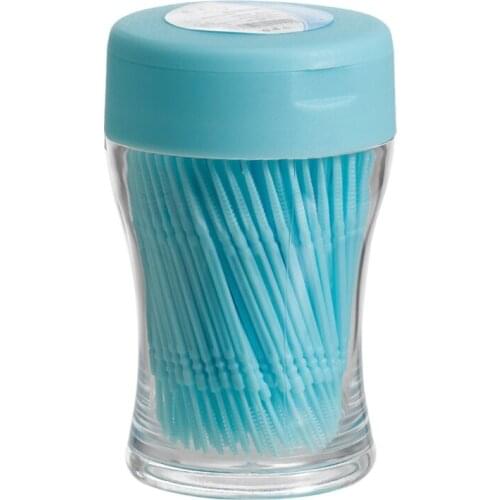 200Pcs Food Grade Plastic Toothpick Travel Portable Double-Head Dental Oral Sticks Interdental Floss Cleaners Brush