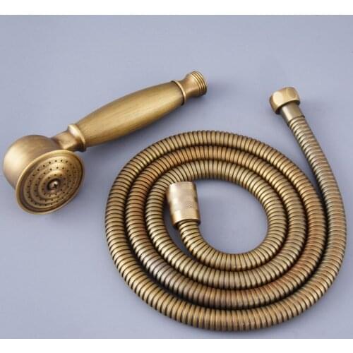 Antique Brass Telephone Hand Held Shower Head & 1.5 m Hose Water Saving Handheld Sprayer Shower Set zhh119