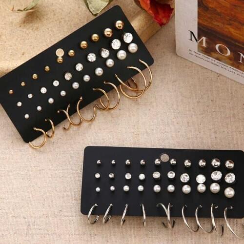 IFMIA 2020 New Fashion 20 Pairs/Set Earrings Pearl Stud Earrings For Women Girl Punk Jewelry Gift Accessories Personality Party