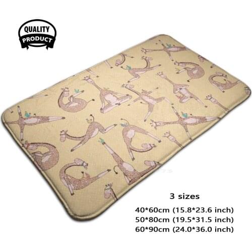 Cute Funny Giraffes In Yoga Poses 3D Soft Non-Slip Mat Rug Carpet Foot Pad Giraffe Yoga Pose Asana Cute Funny Colorful Bird