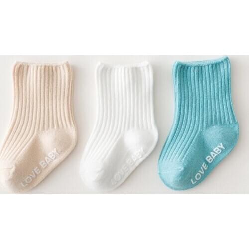 Spring Fall Day Baby Socks Newborn To 5 Years Solid Color Anti Slip Baby Girl Socks 3 Pairs Newborn Boy Soft Kids Floor Socks