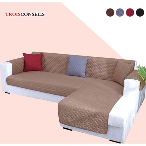 Waterproof Corner Sofa Cover for Living Room Universal L Shape Quilted Couch Cover Solid Slipcover Sofa Protector 1/2/3/4 Seater