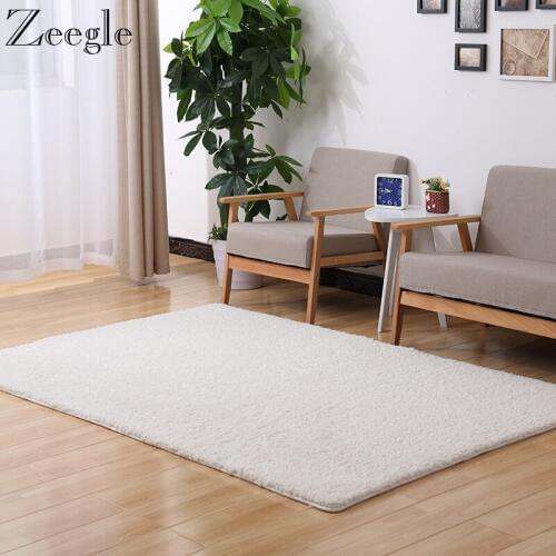 Zeegle Home Long Plush Carpet For Living Room Soft Carpets Warm Bedroom Floor Rugs Slip-Resistant Bedside Mats