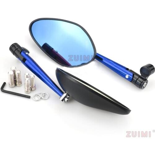 Suitable For Honda Kawasaki Yamaha Suzuki Ktm Bmw Motorcycle Cnc Aluminum Universal Big Blue Glass Driver Side Rearview Mirror