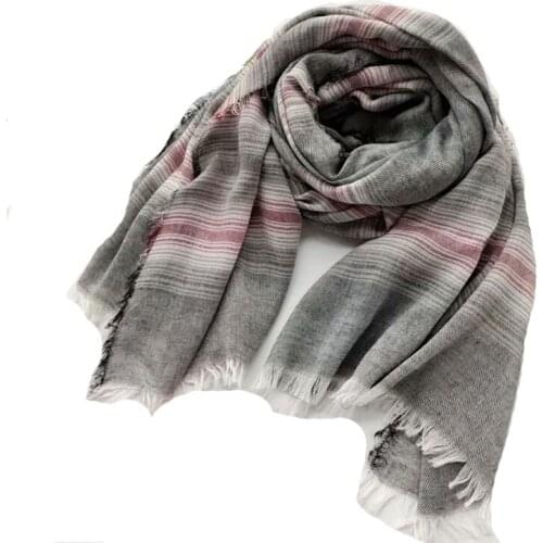 2021 Women Fashion Striped Pattern Cotton Scarf Shawls Wraps Hijabs 7Colors 10pcs/lot
