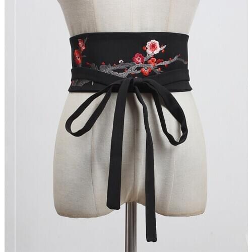 SeeBeautiful Simple Bandage Embroidery Waist Seal Wide Belts All Match Women Summer Autumn 2021 New Fashion Tide L971