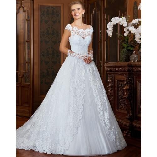 Sexy Vintage A Line Lace appliques Princess vestido de noiva robe de mariage bridal Gown 2018 mother of the bride dresses