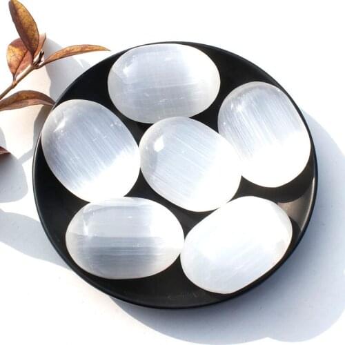 1 Pcs Natural White Selenite Crystal Gypsum Palm Stone