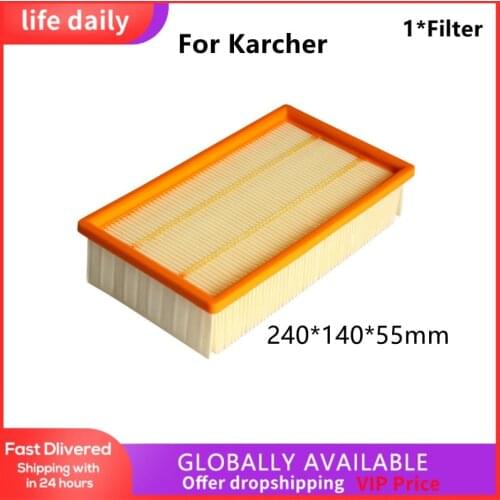 1*Filter For Karcher Vacuum Replace NT35/1 Eco NT 360 NT 361 NT 45/1 55/1 611 Air Filter 240*140*55mm Vacuum Filter For Home