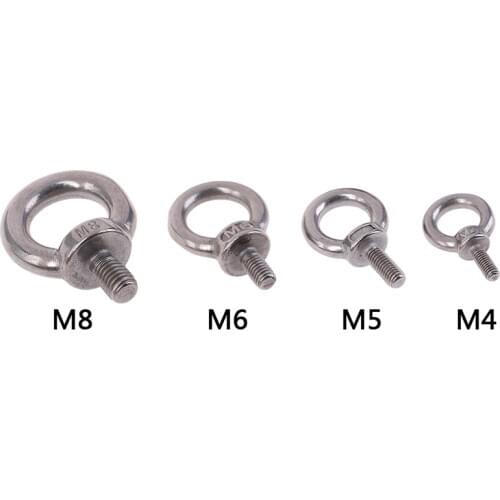 1pcs M4 M5 M6 M8 Eye Bolt Stainless Steel Marine Lifting Eye Bolt Ring Screw Loop Hole for Cable Rope Lifting