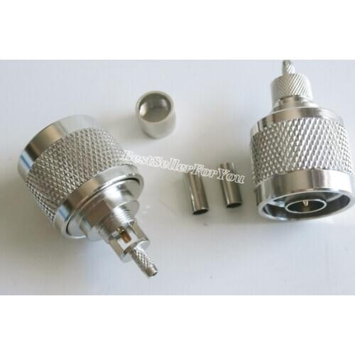 10Piece N Type Male Plug RF Coax Connector Crimp For RG316 RG174 Cable Nickelplated NEW