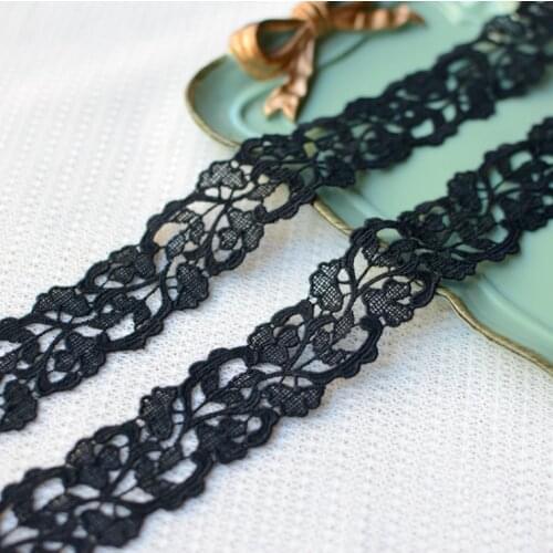 2 Meters/lot Width 2.5cm Black Embroidered Lace Fabric DIY Crafts Sewing Suppies Decoration For Garments Water Soluble Lace Trim