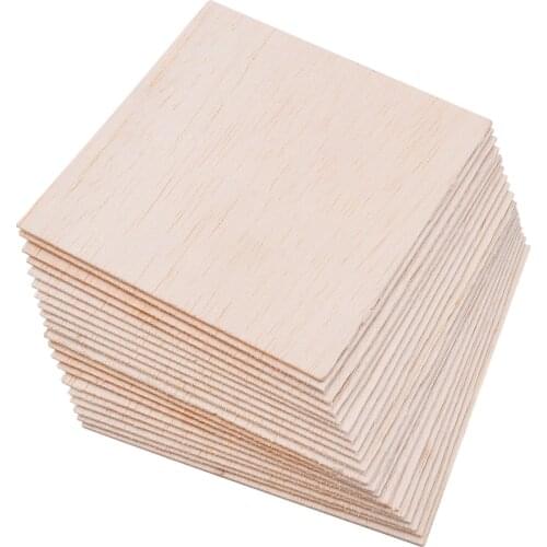 20pcs/set Balsa Wood Sheets Wooden Plate Model For DIY House Ship Aircraft 100x100x1mm