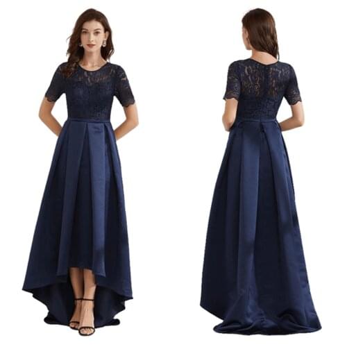 2021 Summer Elegant Lace Dress Women High Waist OL Ladies Dress Lace Party Dresses Female vestidos Blue Robe Femme
