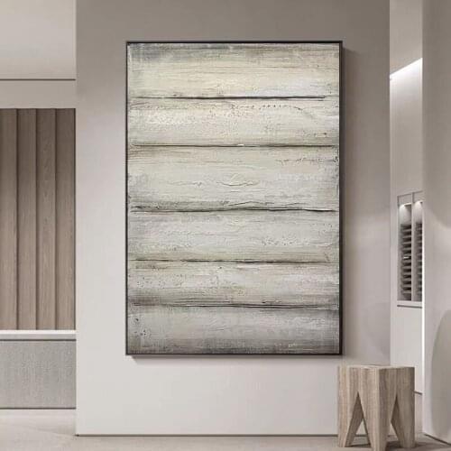 Abstract oil painting Hand-painted canvas painting Wall Art White Wood Stripe pictures Home Decoration Picture For Living Room