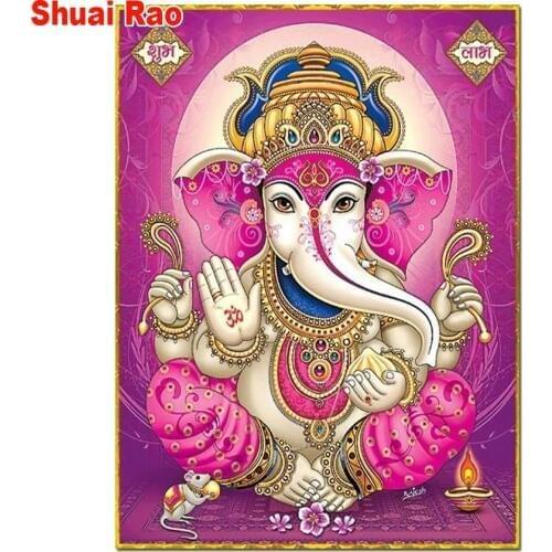 Ganesha 5d diy diamond embroidery new picture diamond painting cross stitch full square for Indian religion decor puzzles 3d art