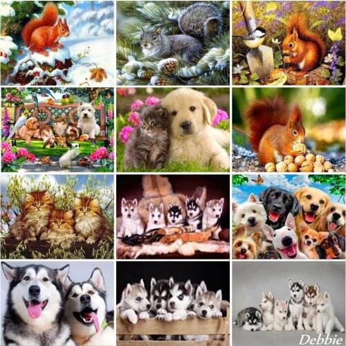 DIY Diamond Painting Cross Stitch Squirrel Cat and Dog Art Picture 5D Mosaic Diamond Embroidery Home Decoration Gift