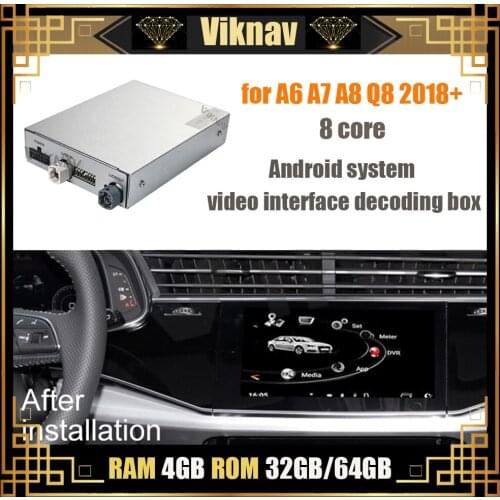 Car GPS Navigation Multimedia Player Decoding Box for AUDI A6 A7 A8 Q8 2018+ Android System Video Interface