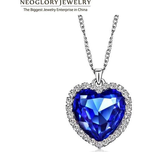 Neoglory Austrian Crystal Rhinestones Heart Love Chain Necklaces & Pendants for Women Fashion Jewelry Gifts 2020