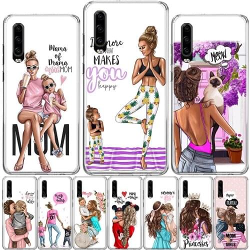 Brown Hair Baby Mom Girl Queen Phone Case For Huawei P40 P30 P20 P10 Mate 10 20 30 Lite Pro P Smart Z Plus 2019 Cover Shell Coq