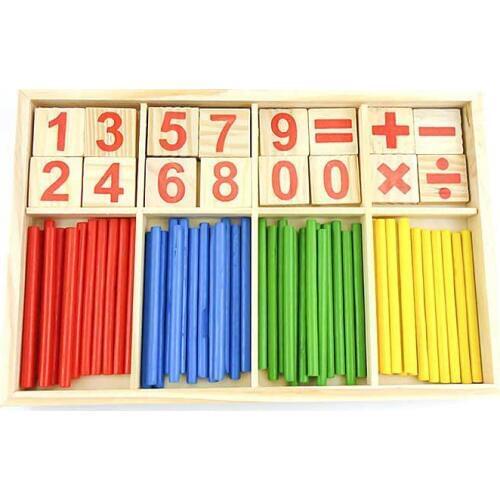 Baby Toys Counting Sticks Education Wooden Toys Building Intelligence Blocks Montessori Mathematical Wooden Box Chil Gift