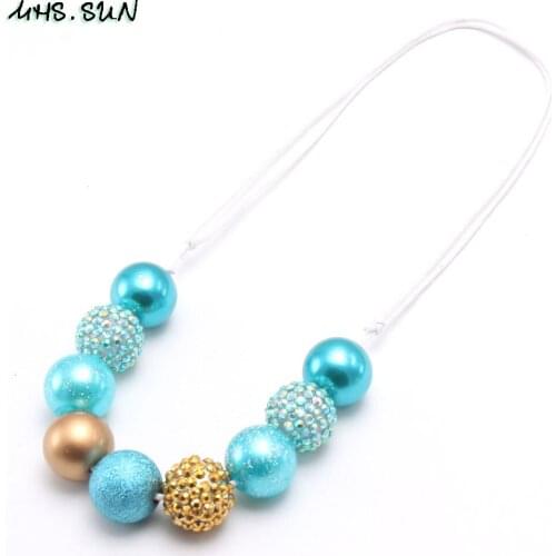 MHS.SUN Cute Design Kids Adjustable Rope Necklace Fashion Girls Chunky Beads Necklace Child Handmade Jewelry Charming Style