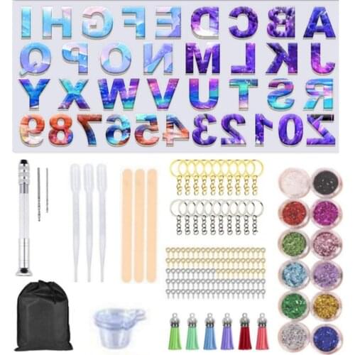 Alphabet Mold Sturdy Reversed Letter Number Silicone Mould Epoxy Resin Casting Mold Keychain Pendant Jewelry Diy Clay Craft Tool