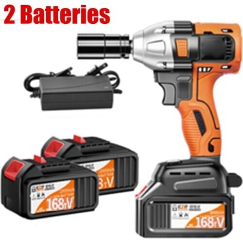 168VF Multifunctional Infinitely Variable Speed Electric Wrench Impact two Rechargeable Li-ion Battery Power Tools