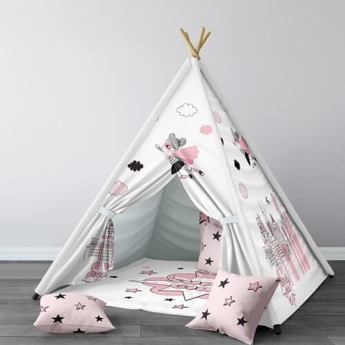 Play Tent for Kids Wigwam Portable Indoor Playground Tents Children Bedrooms Light Pink Star Model 094