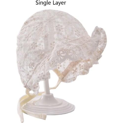 Cute Lace Newborn Baby Hat Photography Props Flower Summer Baby Accessories Girl Sun Hat Breathable Cotton Infant Bonnet