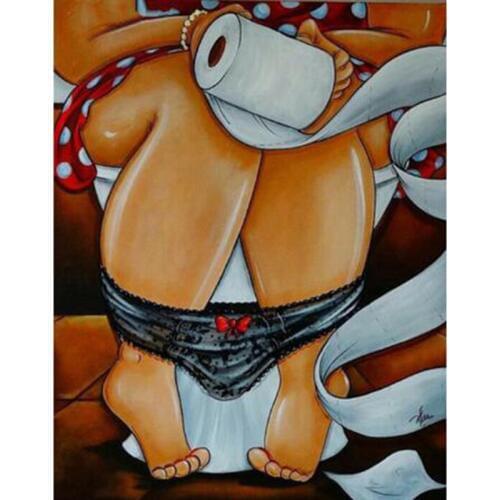 Cartoon Toilet fat lady woman Painting Full square round DIY 5D Diamond Painting cross stitch kits mosaic embroidery YG753