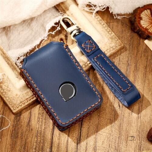 Leather Car Key Case For Volvo XC90 XC70 XC60 S60 S80 S90 C30 V70 V90 2017 2018 Smart Remote Fob Replace Shell Cover