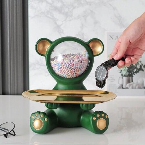Cute Bear Statue Room Décor Decoration Table Ornaments for Home Dest Key Pearls and Jewels Storage tray Bear Figurine Home Décor