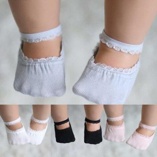 Infant Baby Girl Summer Cute Lace Non-slip Ankle Strap Soft Cotton Boat Socks