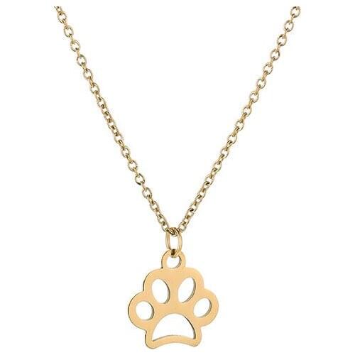 Cute Hollow Pet Paw Prints Necklaces Cat Dog Lover Pet Pendent Jewelry For Women Link Chain Necklaces