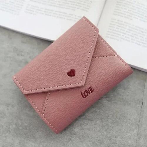 Fashion Wallet Female Short Love Pattern Student Cute Korean Simple Small Wallet Card Package Trend