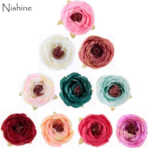 NISHINE 30pcs/lot 1.8" Fabric Rose Flower For Corsage Brooch Headwear DIY Hair Accessories Wedding Party Flower Decoration