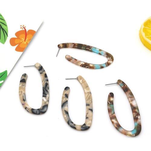 New Resin Acrylic Hoop earrings Marble pattern Leopard Print Earring For Women Fashion Girl Summer ins Earring Female